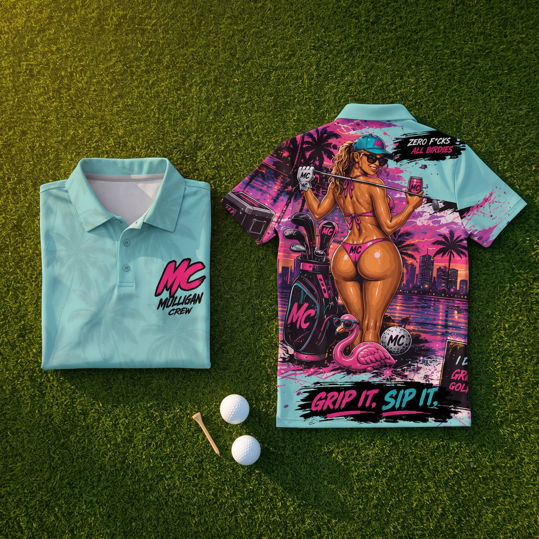 Grip It, Sip It · Teal · front and back on the green