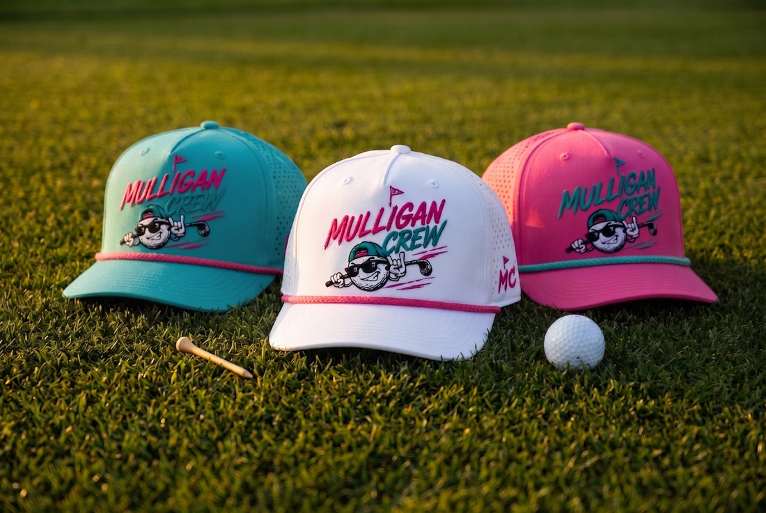The Crew Hat · white, teal, and pink on the course