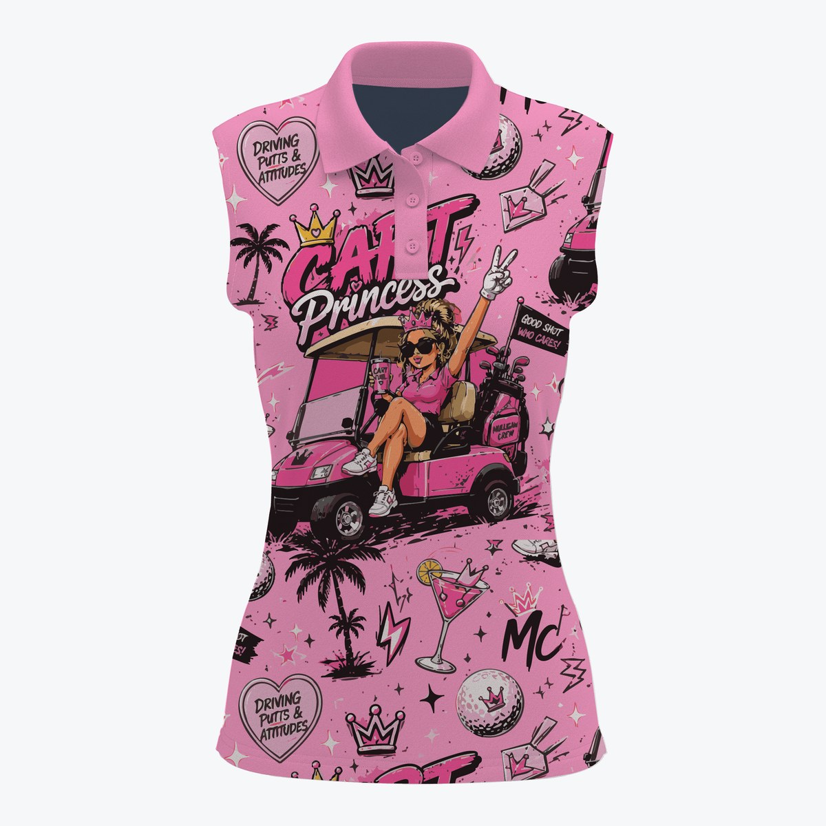 Cart Princess sleeveless polo in pink
